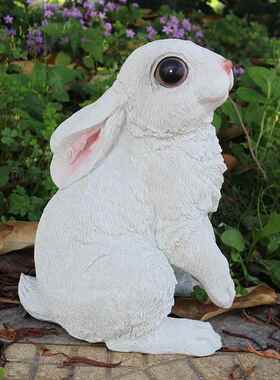 户外幼儿园草坪装饰仿真动物兔子模型可爱小白兔公仔道具花园摆件