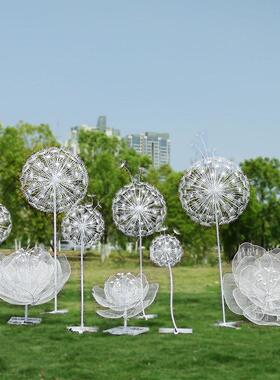 户外不锈钢花朵蒲公英镂空鹿蝴蝶兔子雕塑公园林草坪景观装饰摆件