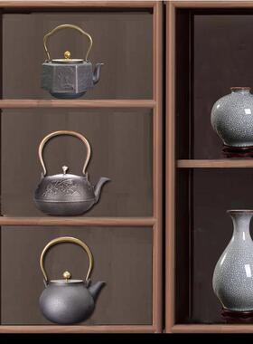 新中式家居摆设样板房间软装饰品茶室铁壶茶壶茶具博古架摆件花瓶