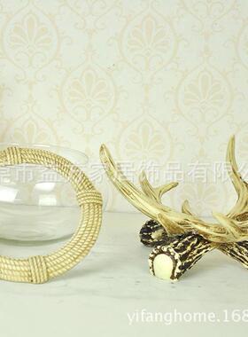 鹿角大号鱼鱼缸 水草缸 乌龟缸 客厅书房装饰品摆设 新房装饰品