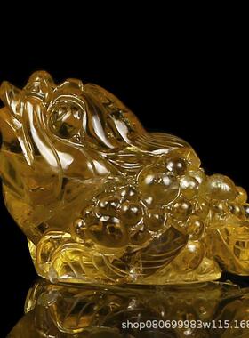 天然黄水晶金蟾摆件水晶蟾蜍家居客厅装饰工艺品礼品
