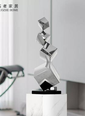 落地雕塑艺术品几何不锈钢现代样板间样品屋展示中心酒店大堂玄关