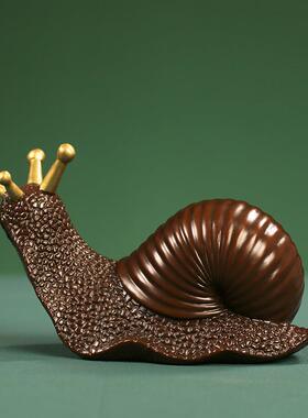 全铜奋斗蜗牛小摆件创意彩绘工艺品家居客厅茶座办公室桌面装饰品