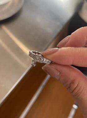 韩版个性设计猪鼻镶钻戒指小众高级感百搭树脂爱心套装指环