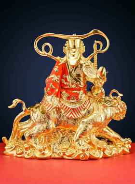 盛凡赵公明雕像黄铜贴纸金华财神骑虎雕像财神饰品客厅店崇拜大尺