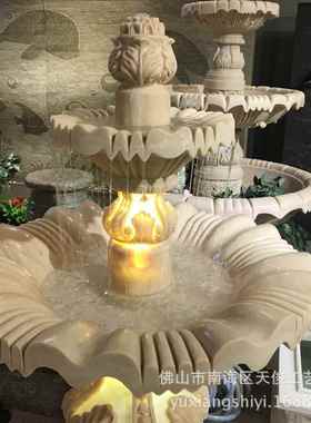 欧式喷泉酒店花园别墅庭院景观园林水景喷泉假山喷泉鱼池砂岩工艺