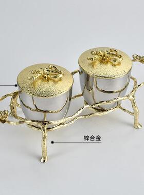不锈轻钢调罐合套RD9103装奢带组盖金色装饰梅花摆件送礼好物味高