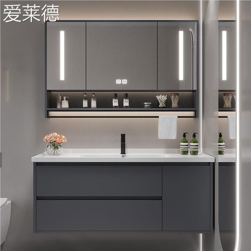 香港包邮智能陶瓷一体洗手洗脸盆浴室柜组合40CM宽超窄小户型卫生