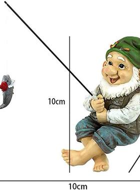 跨境钓鱼老人白胡子侏儒花园精灵装饰树脂摆件庭院设计装饰户外