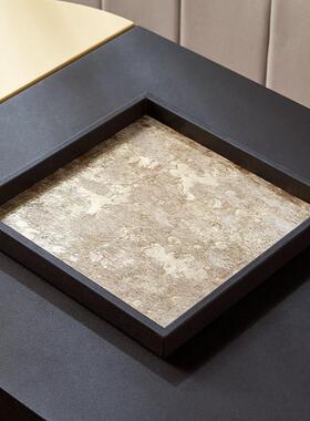 现代极简风商务公寓样板间会所软装饰品高级感黑白马毛大托盘摆件