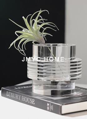 简约透样花明件玻PRE璃干器板间摆客厅餐厅吧台桌面酒店花瓶软装