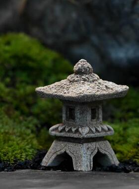 中式微景观石灯笼摆件假山水景园艺花卉盆景小石亭子造景装饰摆设