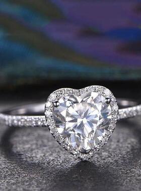 Heart Rings for Women Silver Color Bridal Jewelry Cubic Ring