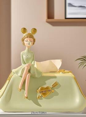 工厂泡泡女孩纸卧巾盒家居抽客厅玄关室橙绿SZ001色纸盒桌面摆粉