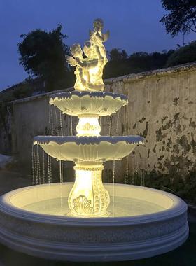 欧式庭院装饰流水喷泉婚庆许愿 池别墅花园露台鱼池户外园林摆件