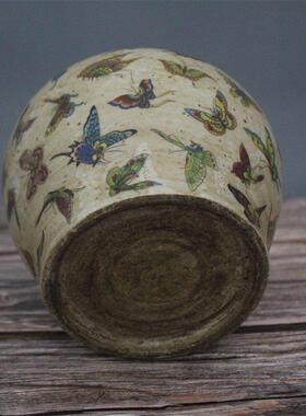 景德镇仿古陶瓷民国时期蝴蝶纹罐子家居装饰展柜摆件做旧收藏古玩