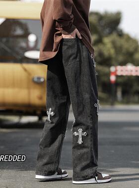 Men Baggy Trousers Cross Mens Loose Jeans Pants Women Denim
