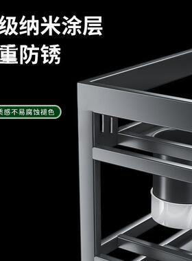 新款调味拉篮抽屉式厨房橱柜不锈钢调味品储物架分层收纳