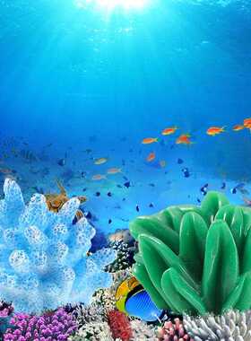 新款仿真珊瑚 水族箱鱼缸养鱼小摆件迷你礼品装饰八瓜鱼DIY摆件