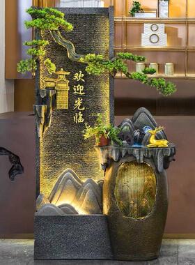 新中式水幕墙流水屏风喷泉隔断客厅玄关别墅庭院假山景观落地摆件