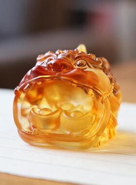 琉璃吞金貔貅大口财运风水摆件居家客厅礼品前台桌面貔貅摆放送礼