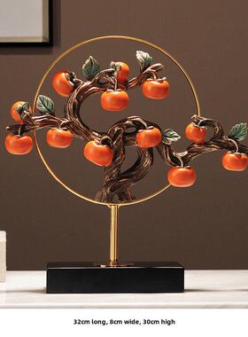 一切顺利柿子饰品新中国风客厅入口酒柜办公室乔迁礼物软装饰饰品