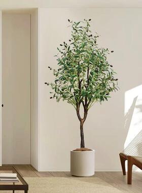 彷真绿色植物橄榄树落地盆栽室内大型植物摆件客厅轻奢装饰彷生花