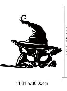 1 件黑猫万圣节装饰，金属猫剪影庭院标牌花园露台派对装饰品