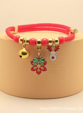 新款厂家宠物彩色圣诞猫咪狗狗毛球项圈弹力宠物圣诞圣诞靴配饰