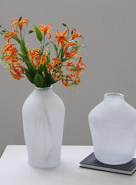 禅意简约创意不规则哑光磨砂玻璃级感花家用插花客厅桌面花