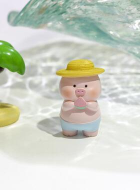 创季沙滩派仔对小猪潮玩摆件意可爱卡夏通手办猪猪公沙滩派对礼物
