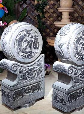 子凡石雕门墩抱鼓石青石家用彷古石鼓石材一对门口摆件门墩石中式
