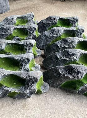 仿真灰色石头景观造景 庭院园林树脂玻璃钢英德石 仿真石头青苔