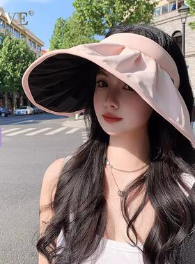 黑胶贝壳防晒帽女2026新款UPF50+旅游出行抗UV大帽簷休闲遮阳帽
