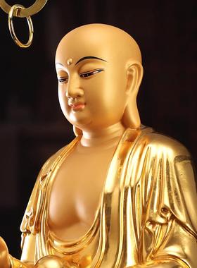 圆通佛具地藏王菩萨站像供奉汉白玉贴金地藏菩萨佛像家用供佛摆件