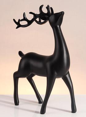 黑008白色麋鹿一对软装轻居奢风家摆装饰艺品酒柜电视柜鹿工件