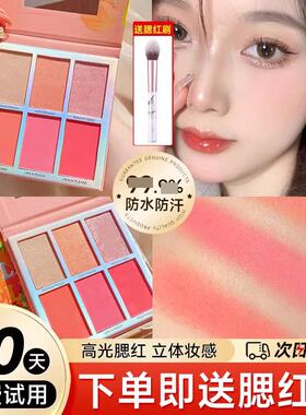 时光日六色高光腮红眼影一体盘闪粉脸部提亮平价学生女正品旗航店