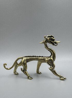 做旧铜器赤金走龙摆件古玩收藏铜青龙神兽摆设