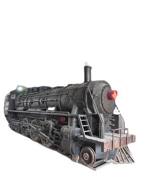 大型仿真军事做旧蒸汽鸣笛火车头一比一制作商场景区拍照打卡道具