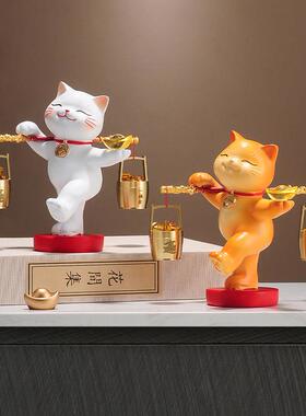 招财进宝招财猫摆件客厅办公室酒柜高档店铺前台乔迁新居开 业礼