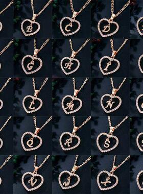 Womens Jewelry Name Initials Heart Pendant Necklace 26 Lette