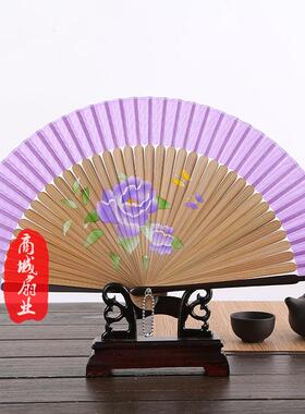 喷绘扇 *多款花鸟*美女图 *优质女扇*珠光柄喷绘丝绸扇子*折扇