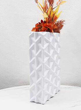 现代简脂约北欧创意格棱板几1何树花器花瓶样房酒店面摆件装桌饰