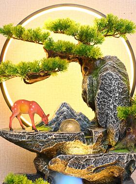 假流地水摆山件宝循环水落客厅乔迁开业聚盆店铺招财2018854风水