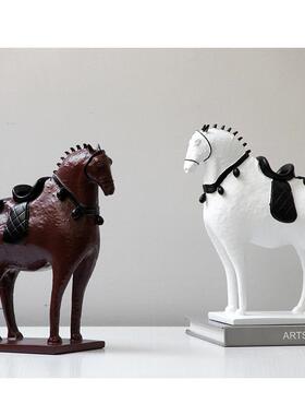 现代简约新中式创意唐马摆装件样板售楼部FSB684客厅柜书房房饰软