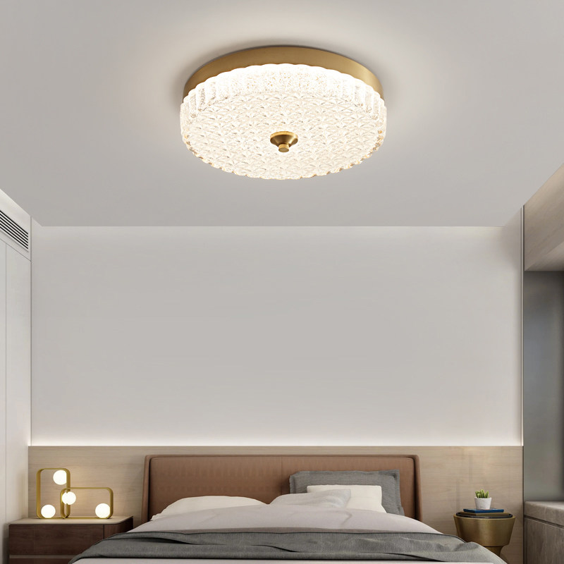 法式轻奢吸顶灯全铜复古圆形阳台书房灯北欧简约玻璃护眼卧室灯具,淘宝优惠券,粉丝福利购,淘宝优惠卷