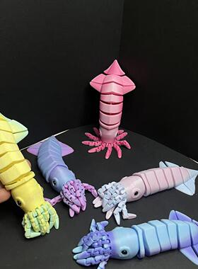 跨境打印火箭鱿鱼章鱼3D模型摆件