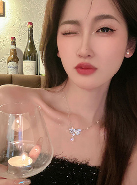 蝴蝶结仙女水滴项链小众设计项链
