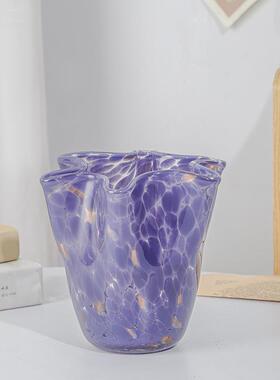 现代简约手工玻璃花瓶餐桌家居鲜花插花工艺品摆件亚马逊热销花器