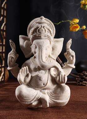 泰式大号象鼻财神工艺品客厅玄关商业办公桌装饰家居砂岩跨境摆件